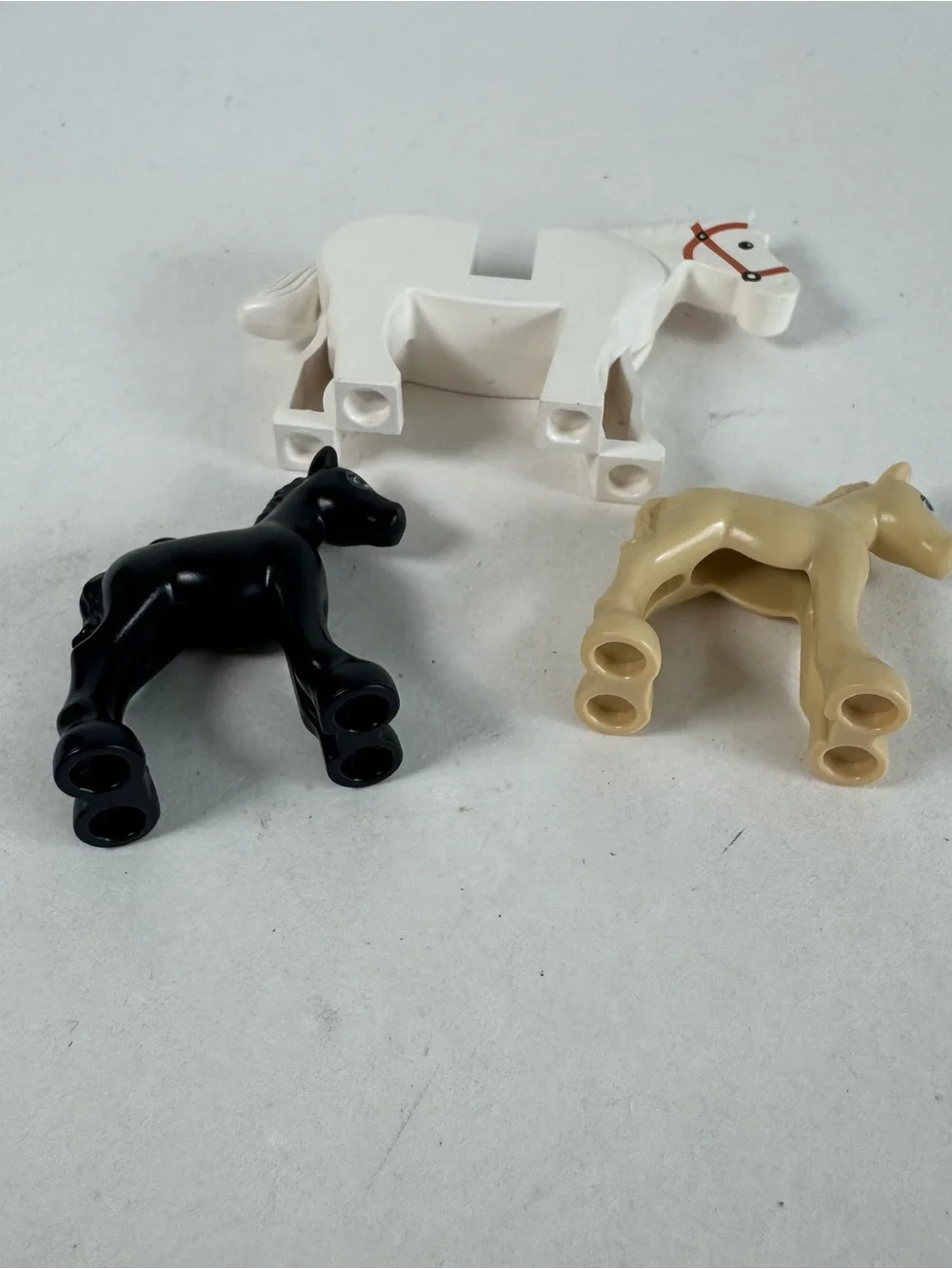 Lego Lot Of 3 Horse Figures White Black Beige 1.5